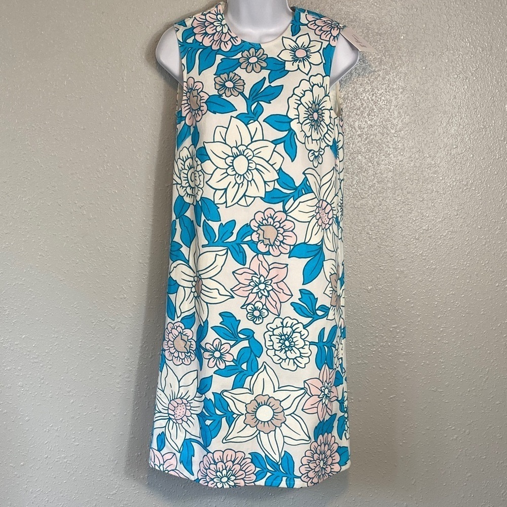 Chic Floral Midi Dress - Blue and Pink